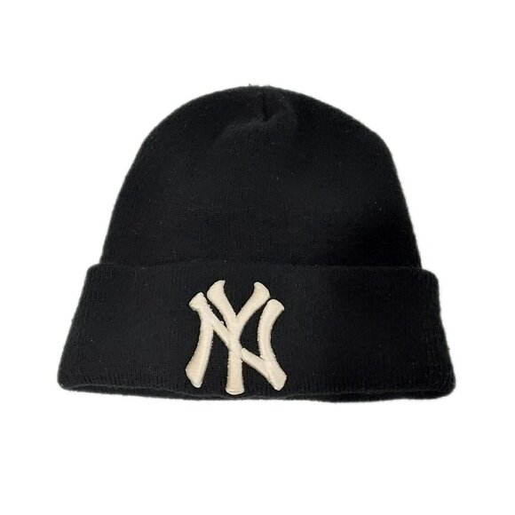 Unbranded Other - NEW YORK KIDS black Knit Cap Hat Lid Beanie Warm fancy embroidered white NY